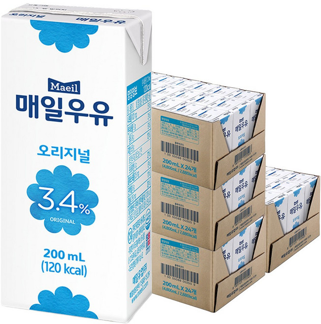 매일유업 매일우유 오리지널, 200ml, 96개