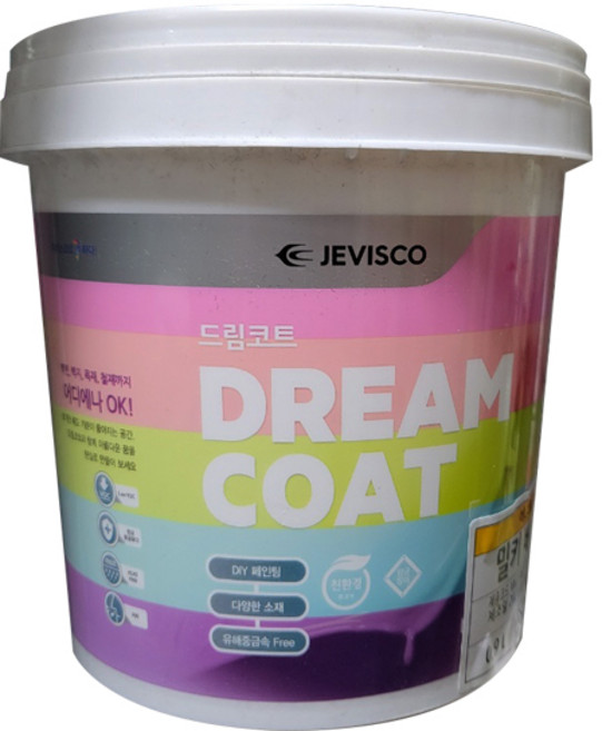 제비스코 친환경 항균 DIY 드림코트 벽지 방문 대문 철재 목재 다용도페인트 0.9L, 크림(에그쉘광), 1개, 1L