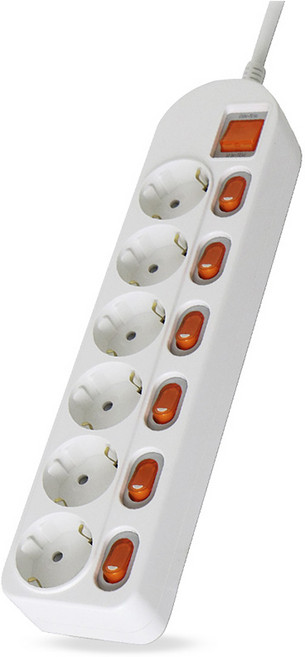 정비공 국산 멀티탭 6구 1.5m 과부하 차단 안전 접지 개별 스위치 멀티 콘센트, 1개