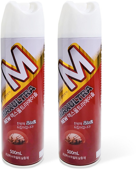 맥스울트라 에어졸 빈대 진드기 바퀴벌레 살충제, 2개, 500ml