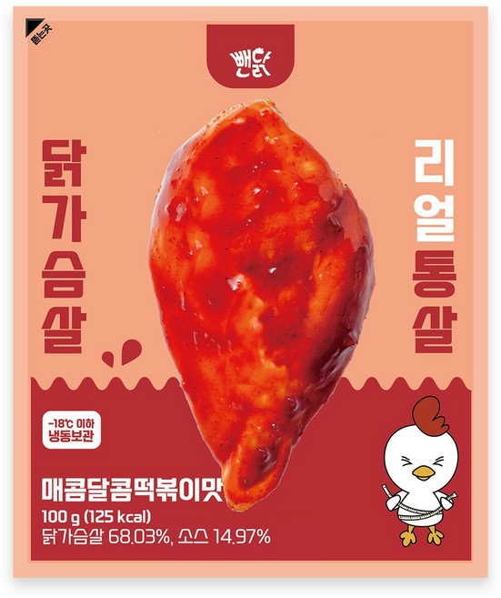 뺀닭 리얼통살 소스 닭가슴살 매콤달콤 떡볶이맛, 32개, 100g