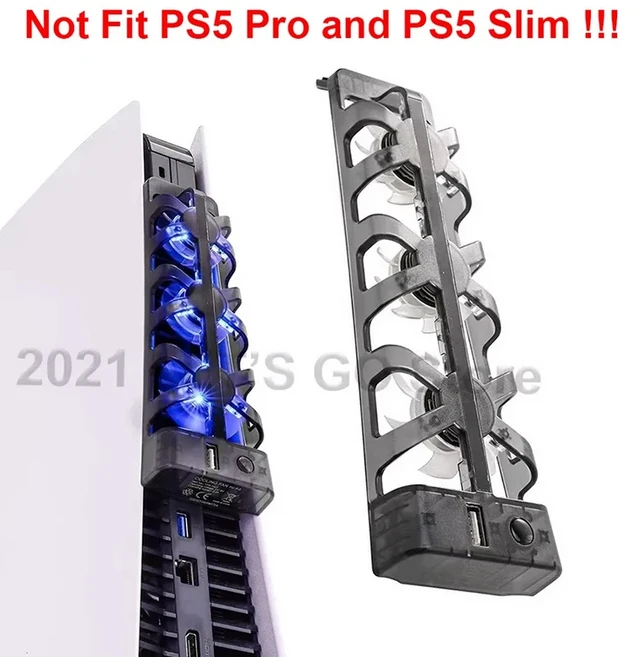 PS5 액세서리 3 쿨러 팬 Sony Playstation 5 PS 5 디스크 및 디지털 에디션 콘솔용 LED 조명이 있는 효율적, 01 검정색