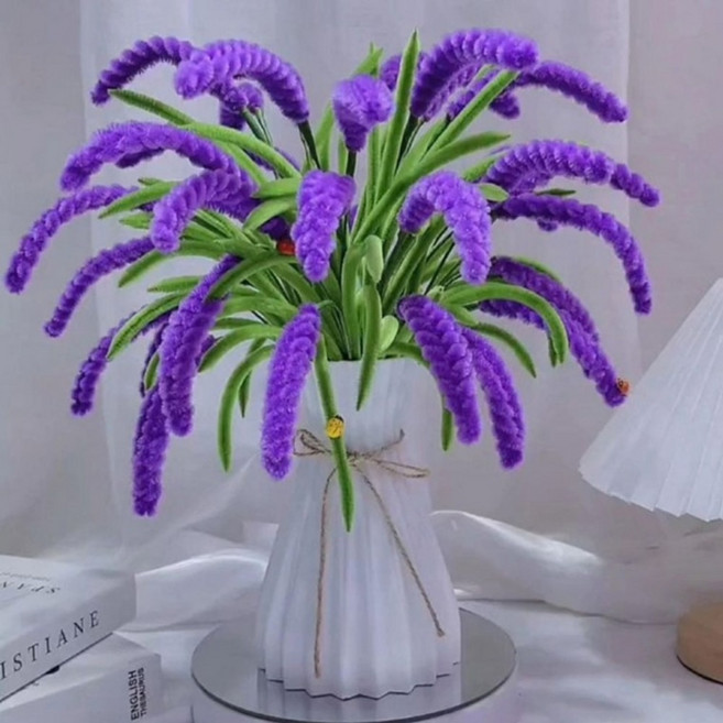 모루꽃 인테리어 조화 화병 장식 소품, 퍼플