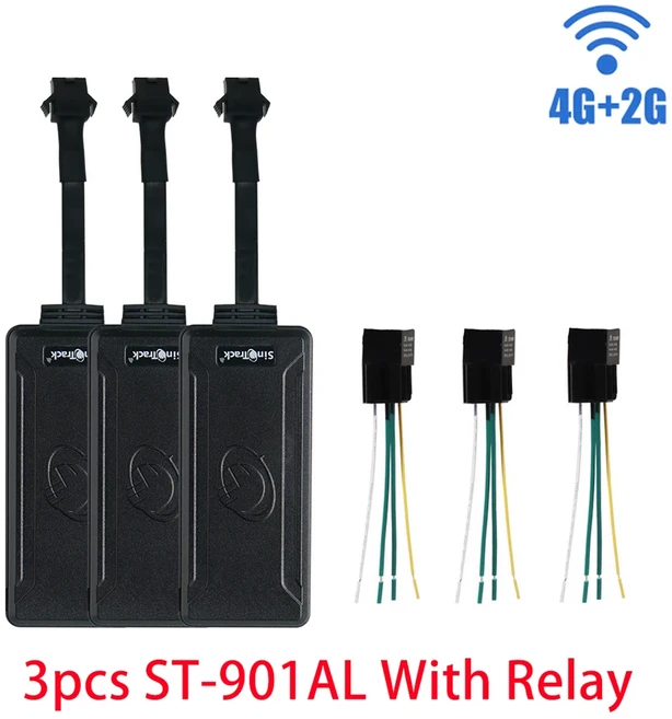 3단위 SinoTrack 4G + 2G 자동차 GPS 추적기 ST-901AL 오토바이 차량용 실시간 장치 (컷 오프 오일 전원 A, 01 3pcs ST-901AL Relay