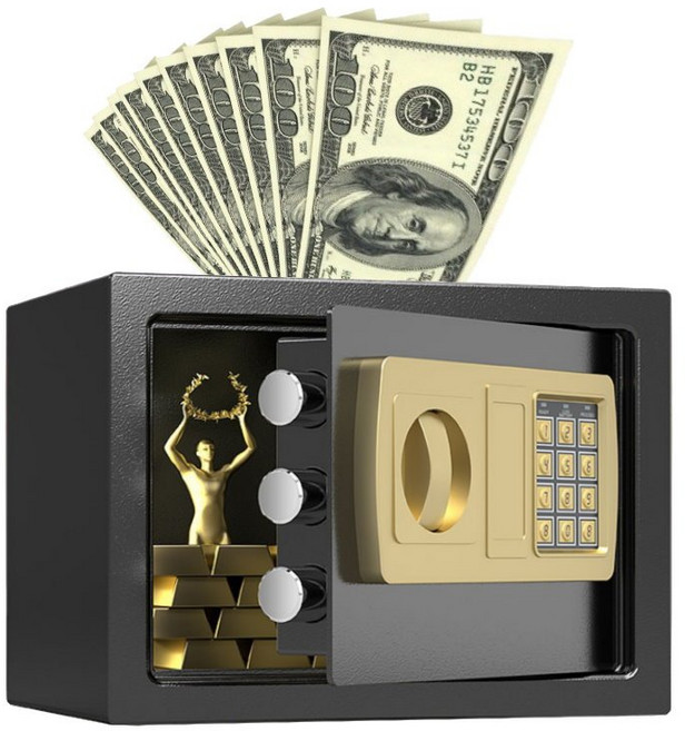 電子密碼鎖保險櫃 加厚鋼板金屬防盜箱, 【DG140B】加大投幣式31x20黑色