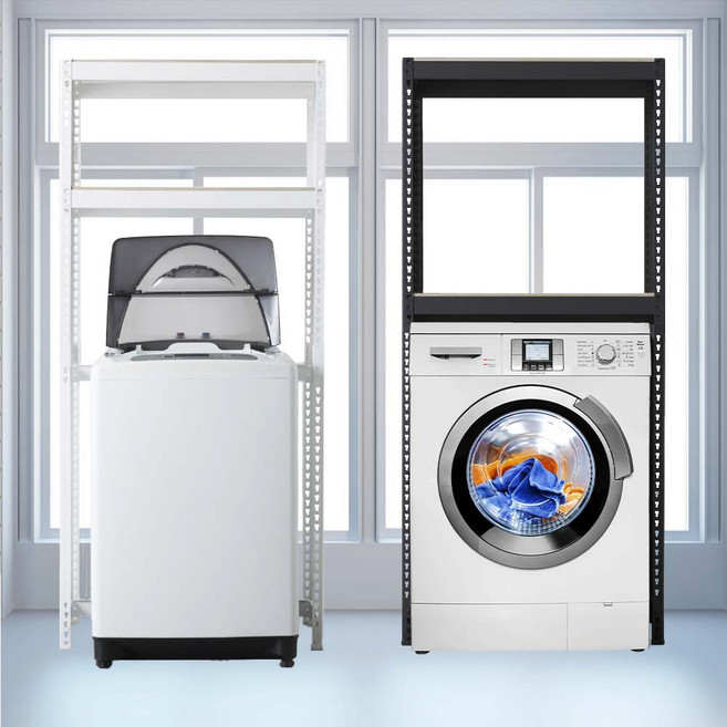 건조기선반 세탁실선반 2단 700 x 400 x 1500, 블랙, 9mm 양면코팅