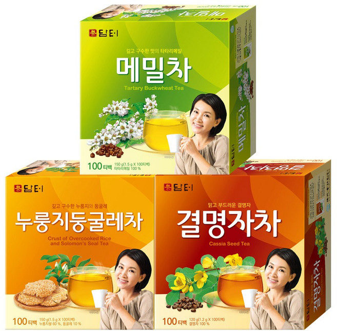 담터 누룽지둥굴레차+결명자차+메밀차 (300티백), 1개