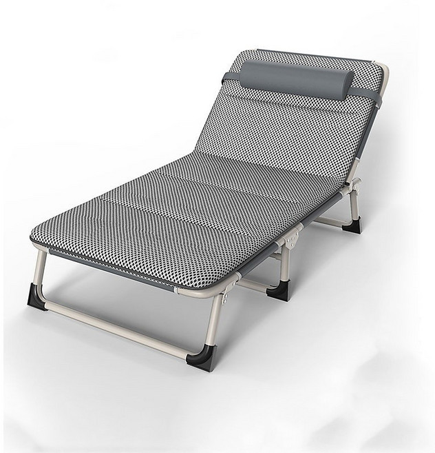 免安裝折疊躺椅 便攜辦公午睡床 單人休閒椅 戶外露營釣魚椅, 1個, 【加厚加固】透氣+頭枕,56CM寬