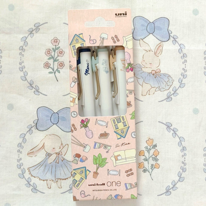 Uni 三菱 Uni-ball One 插圖動畫師 Ena kakuta 0.38mm 鋼珠筆 3入組 橙盒, 橙盒-3入組, 1盒