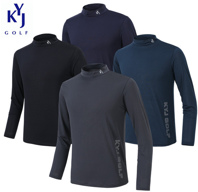 김영주골프 봄 여름 남성 냉감 반폴라 긴팔티 골프웨어 골프 이너티셔츠 아웃도어 등산 캐주얼 KYJ