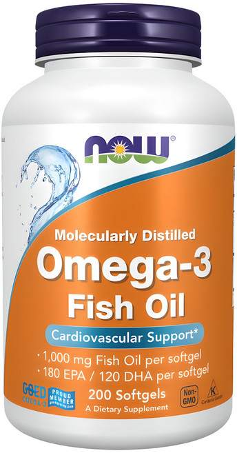NOW Foods Omega3魚油軟膠囊 1000mg, 200顆, 1罐