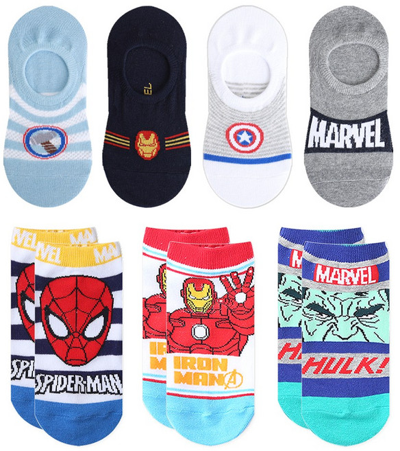 어벤져스스니커즈+마블덧신 혼합7족세트