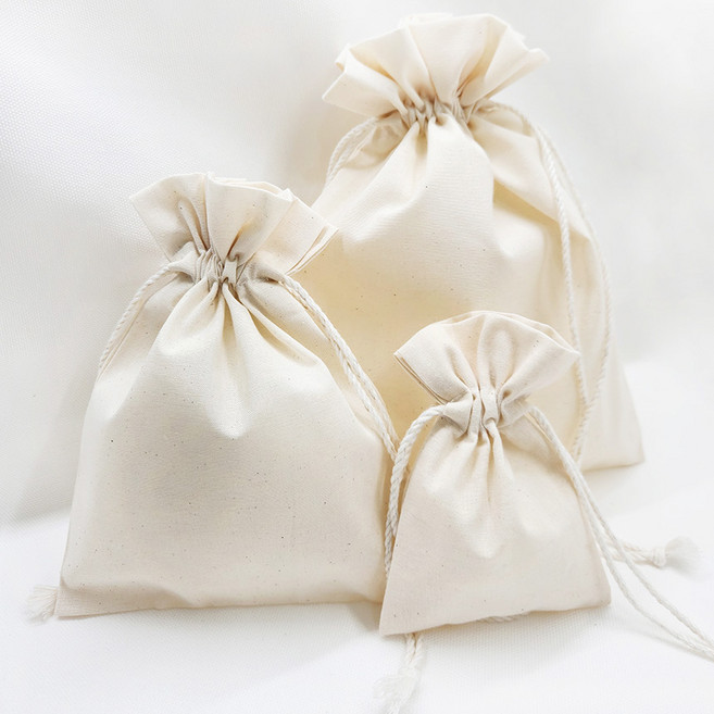 국내제작 공장직영 12x17 국산 광목 프릴 면 스트링 선물포장 주머니 화장품 파우치 이너백 더스트백