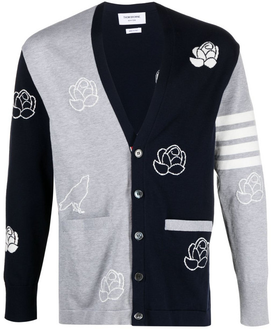 톰 브라운 4 바 스트라이프 인타르시아 니트 가디건