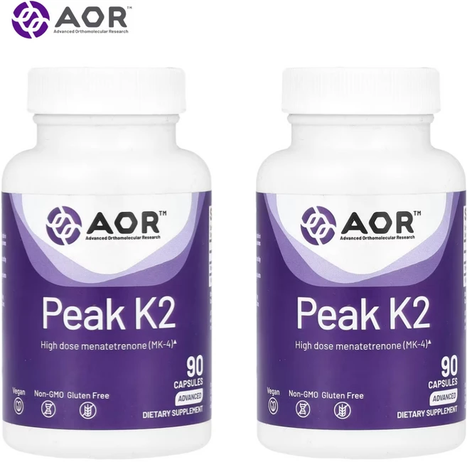 AOR 피크 Peak K2 15mg 90캡슐 비타민 MK4 2개 - 쿠팡