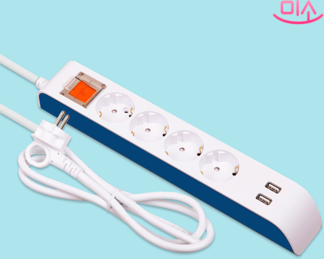 국산 현대 USB 2구 + 과부하차단 4구 멀티탭, 화이트, 1개, 1.5m