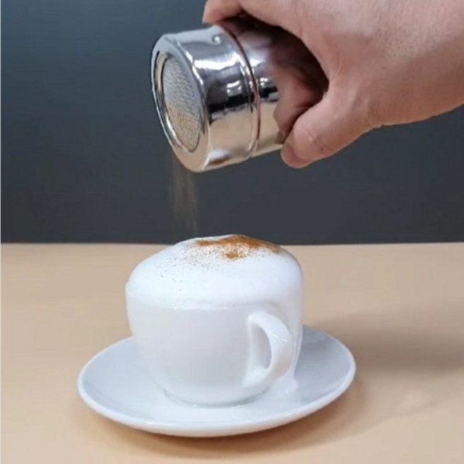 스텐인레스 시나몬통 초코 코코아 가루 파우더 토핑용 슈가파우더 양념통 소금 후추, 커피바로미터 파우더통(325ml), 1개