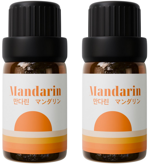 2개입 천연 유기농 아로마오일 에센셜오일, 유기농 만다린오일, 5ml, 2개