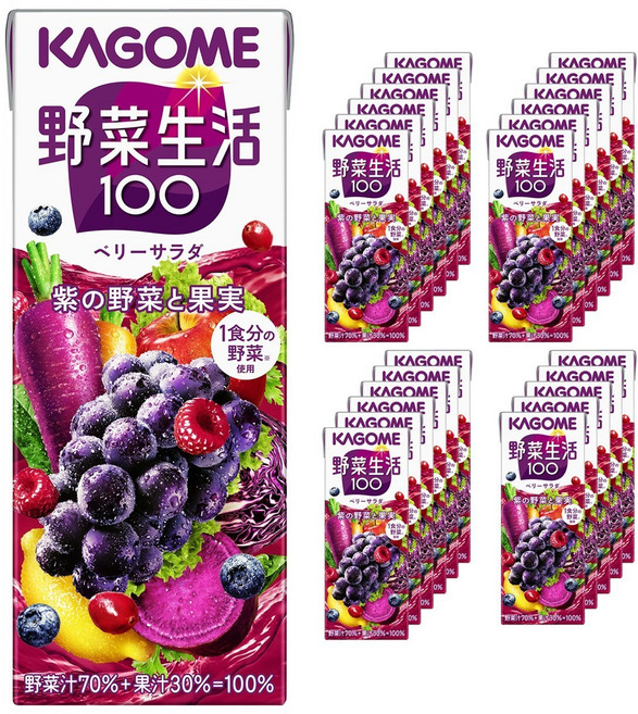 KAGOME 可果美 野菜生活100莓果綜合蔬果汁 24瓶, 200ml
