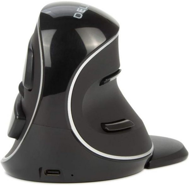 DeLUX 무선 인체공학 마우스 4000DPI 수직형 USB 수신기 및 BT1 + BT2 포함 6버튼 분리 가능한 손바닥 받침대 노트북 컴퓨터 손목터널 용 M618PD-블랙, Bluetooth+2.4G