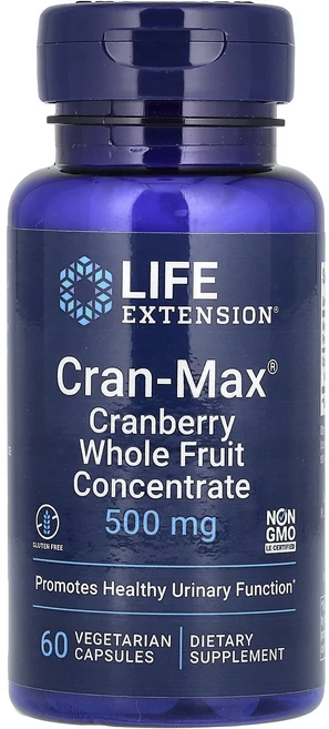 Life Extension Cran-Max 크랜베리 통과일 농축액 500 mg 60 식물성 캡슐, Life Extension Cran-Max 크..., 1개, 60정 - 쿠팡