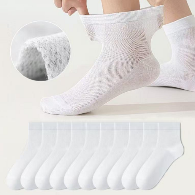 남여공용 편안한 데일리 메쉬 통기성 스포츠 무지 중목양말 10켤레 세트