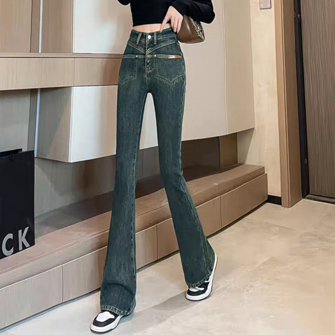 VIISHOW 여성 스판 슬림 롱 부츠컷 청바지