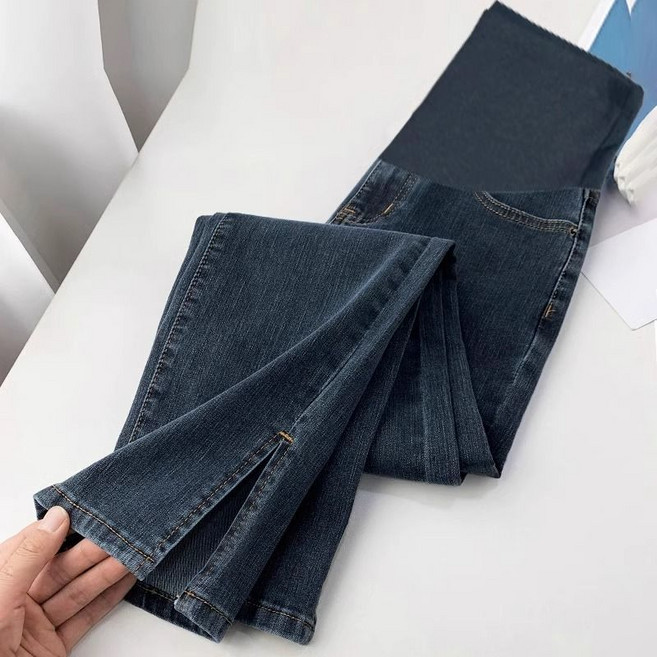 봄 가을 임부 긴바지 빅사이즈 임산부 트임 데님 팬츠 캐주얼 임부복 9부 청바지 YLP