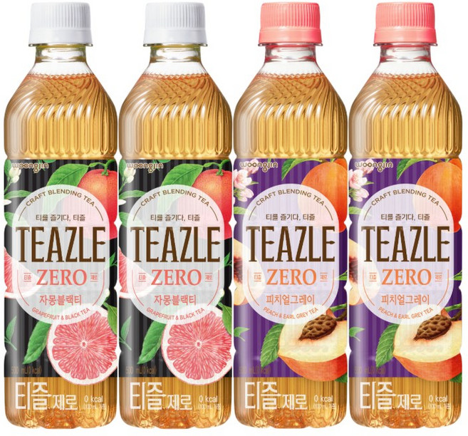 티즐 제로 피치 얼그레이 5개 + 자몽 블랙티 5개 500ml 10개, 20개