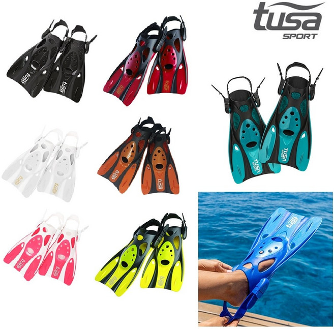 [투사스포츠] 컴팩트 여행용 아쿠아 스노쿨링 핀 초보 오리발, 오렌지