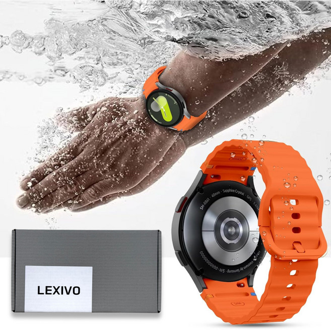렉시보 갤럭시워치 호환 실리콘 스포츠 밴드 스트랩, 오렌지
