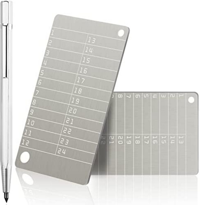 Hotop 2피스 스틸 암호화 지갑 및 1피스 금속 플레이트 마킹 펜 하드웨어 콜드 월렛 백업용 암호화폐 BIP39(메탈릭)와 호환되는 시드 스토리지 비트코인, Metallic