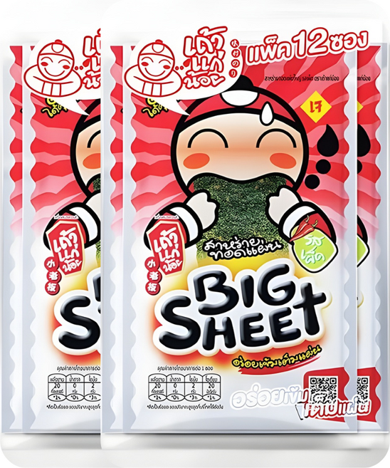 태국 타오케노이 김과자 빅시트 매운맛 3.2g X 12, 2개, 38.4g