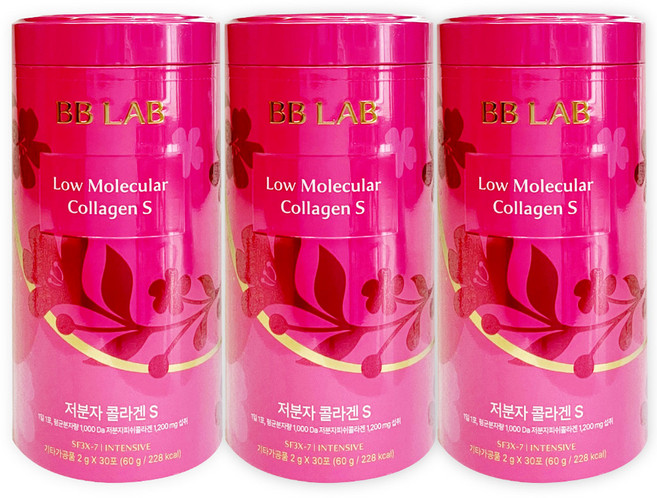 비비랩 저분자 콜라겐 뉴트리원 핑크통 콜라겐 S 30포 x 3통, 30회분, 3개