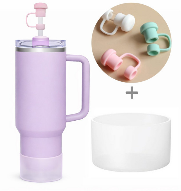 DQmall 텀블러 바닥커버1+빨대마개3 세트, 1개, 클리어