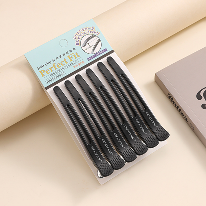 블링모어 자국없는 논슬립 미용 헤어 집게핀 6P 세트, 1세트, 블랙 6개