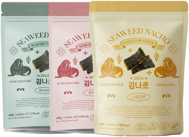 [씨아트푸드] 김나초 혼합 와사비+김치+스윗콘, 9개, 40g