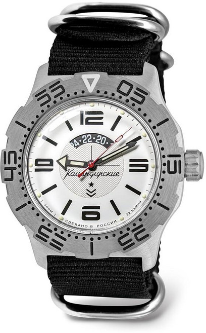 VOSTOK | VDV Komandirskie 밀리터리 커맨더 에어본 포스 기계식 40mm 손목 시계 | 모델 431021 | WR 20m | 블러-그린 다이얼 기계식 시계 |