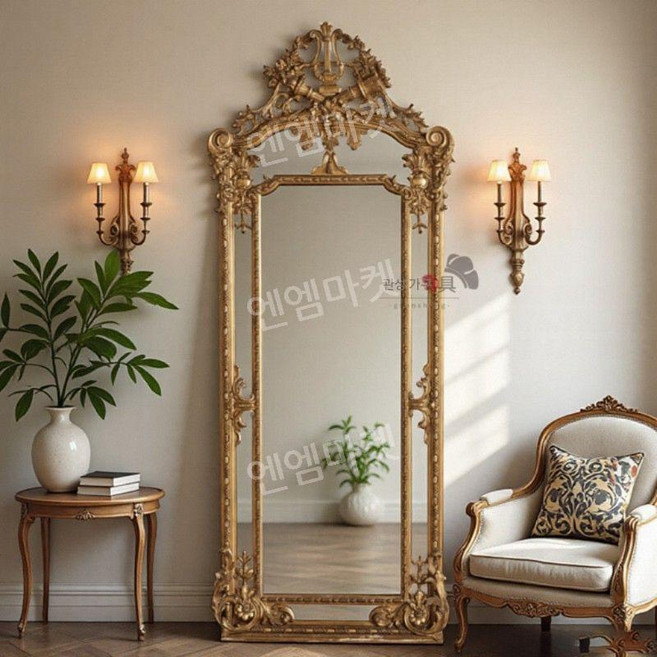 엔틱 골드거울 현관 앤틱 인테리어 프렌치 공주 매장, 70x170cm