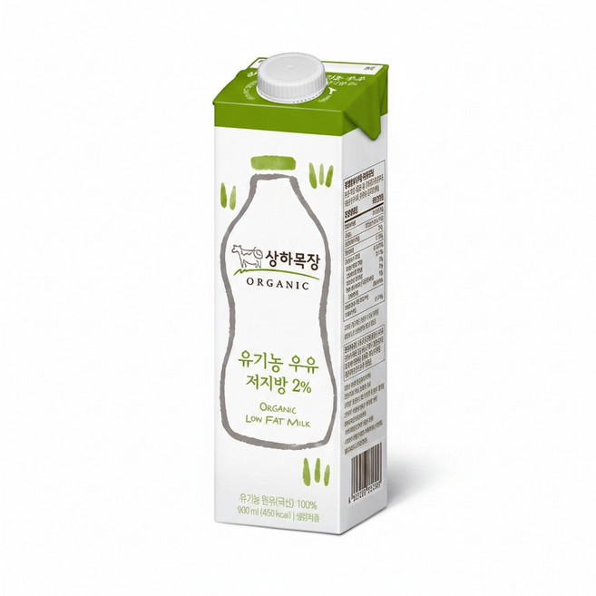 상하목장 유기농우유 저지방 900mlx2개/후레쉬팩 유기농우유/유기농 인증/저지방2%/냉장무배, 2개, 900ml