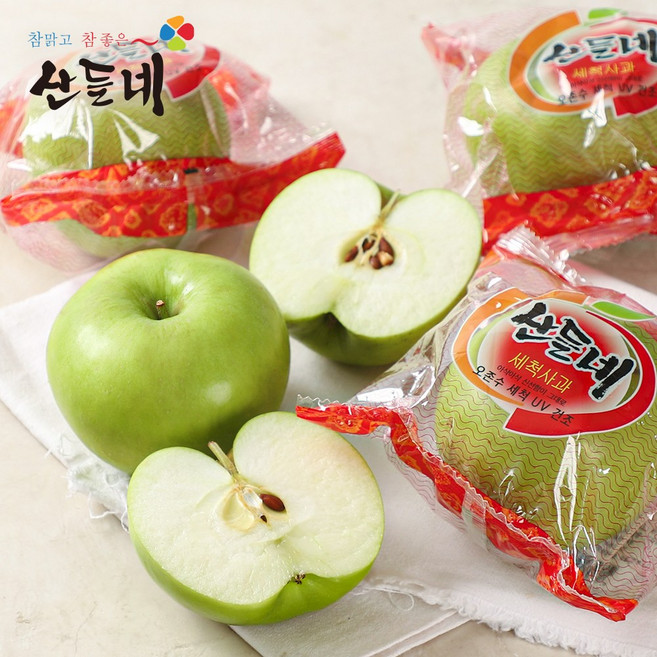 [산들네] 껍질째 먹는 경북 아오리 세척사과 2.5kg 14과내외, 1개