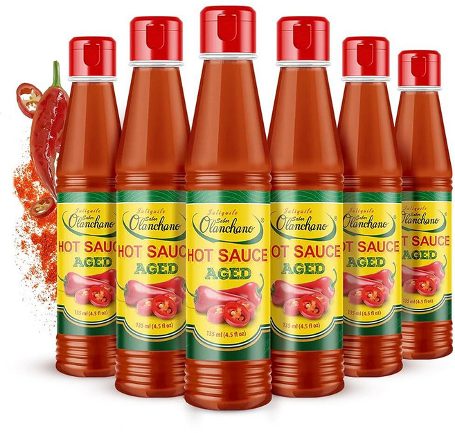 Jutiquile Sabor 올란차노 마일드 핫 소스 - 온두라스 올란초의 숙성 타바스코 후추 정통 중앙 아메리카 맛 균형 잡힌 열 식료품 저장실 시즈닝 118.4ml(4.5온, 4.5 Fl Oz (Pack of 6)