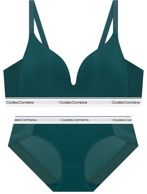 [프리미엄 메모리몰드] 올본딩 소프트핏 노와이어 브라 팬티세트 그린