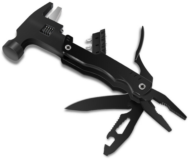 디와이툴즈 다용도 맥가이버 멀티툴 망치 / 14in1 캠핑툴 나이프 펜치 드라이버 포함 / 비상탈출 겸용 다기능 공구, 1개