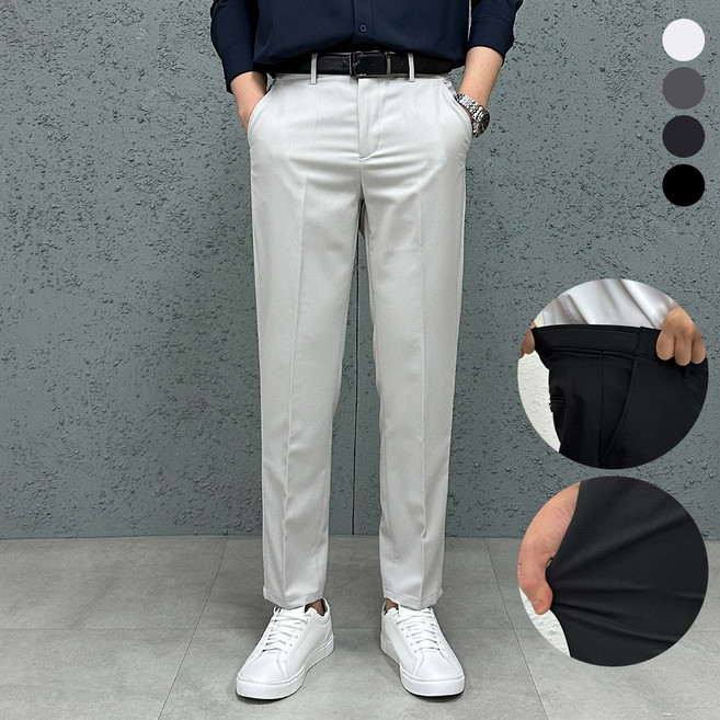 더맨쉽 남자 링클프리 스판 옆밴드 슬랙스 정장바지 9부 10부 출근룩 데일리 S~4XL 빅사이즈 ABTCP16014