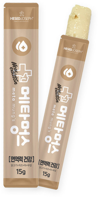 메타멍스 비만 장 면역력 눈 관절 건강 강아지 기능성 짜먹는 영양 간식, 닭고기+치즈+마+우엉 혼합맛, 15g, 1개