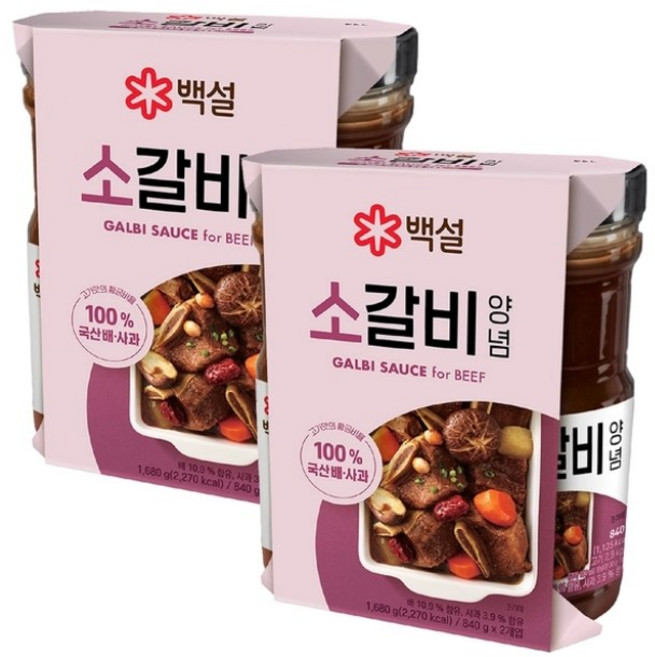 백설 소갈비양념 갈비맛진한 숯불풍미 간편조리 인기양념 ss5083749, 840g, 4