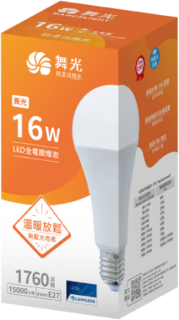 DANCELIGHT 舞光 LED 燈泡 16w 全電壓 高光效, 黃色的, 1個