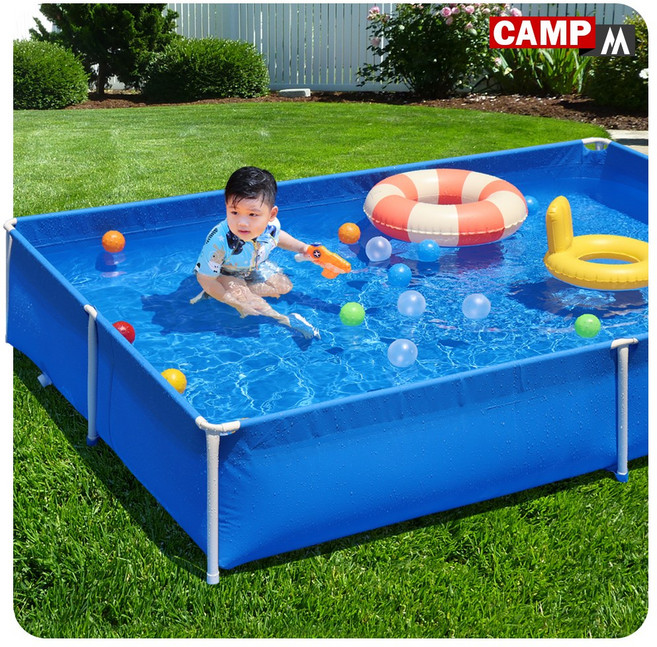캠프엠 물놀이 대형 풀장 유아 사각 마당 튜브풀장 용품 이동식 수영장 특대형 중형 어린이 기둥 프레임 실내 가정용 아기 야외 간이 옥상 J65 230*160*42 색상:블루, 사각형 프레임 풀장-대, 1개