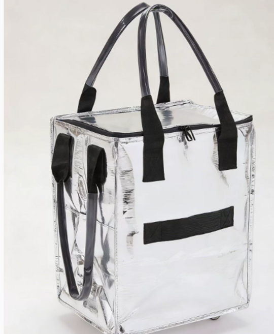 (왓썸) 헐켄 고급형 바퀴달린 주머니 있는 대형 장바구니 보냉캐리어백 롤링카트, 1개, 실버